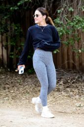 Lucy Hale in a Gray Leggings and a Black Sweater in Los Angeles 05/19/2023