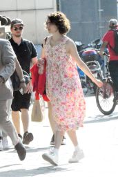 Margaret Qualley in a Floral Dress at Casa Cipriani in New York 05/11/2023