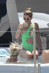 Maria Menounos in a Lime Green Swimsuit on a Yacht Off the Coast of Mykonos 05/27/2023