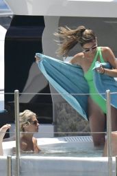 Maria Menounos in a Lime Green Swimsuit on a Yacht Off the Coast of Mykonos 05/27/2023