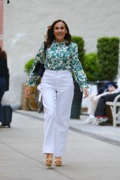 Molly Shannon in White Pants and Floral Long-Sleeve Top - New York 05/08/2023