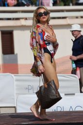 Tallia Storm in a Swimsuit at the Martinez Hotel Beach in Cannes 05/21/2023