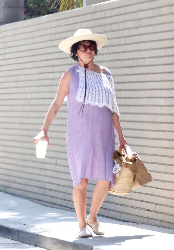 Alia Shawkat in a Lavender Dress in Los Feliz 06/04/2023