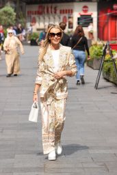 Amanda Holden Wearing a Print Trouser Suit in London 06/27/2023