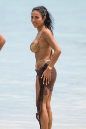 Arianna Ajtar in a Gold Bikini in Bridgetown 06/03/2023