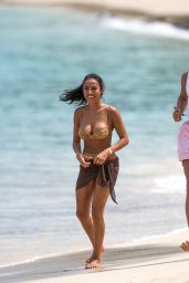 Arianna Ajtar in a Gold Bikini in Bridgetown 06/03/2023