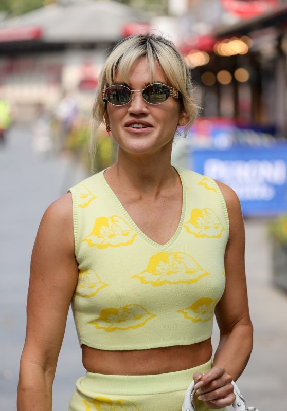 Ashley Roberts in a Yellow Crop Top in London 06/12/2023