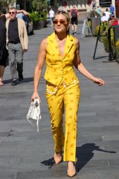 Ashley Roberts in Bright Yellow Trousers and Waistcoat in London 06/21/2023