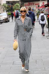 Ashley Roberts in Loose Fitted Monochrome Co Ords at Heart Breakfast Show in London 06/07/2023