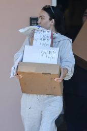 Breana Tiesi in Comfy Gray Sweats and Prada Slippers at a UPS Store in Calabasas 06/20/2023