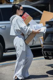 Breana Tiesi in Comfy Gray Sweats and Prada Slippers at a UPS Store in ...