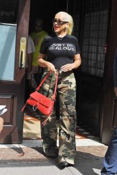 Christina Aguilera in a Black T-shirt and Camo Pants - Tribeca 06/24/2023