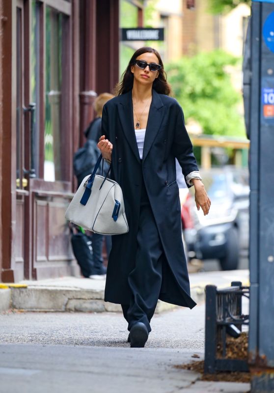 Irina Shayk in a Trench Coat and Baggy Trousers - Manhattan 06/09/2023