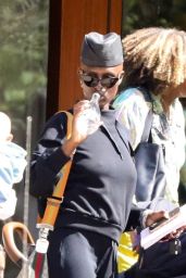 Jodie Turner-Smith in a Military Style Ensemble at Soho House in Malibu 06/23/2023