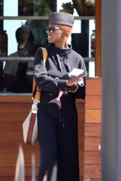 Jodie Turner-Smith in a Military Style Ensemble at Soho House in Malibu 06/23/2023