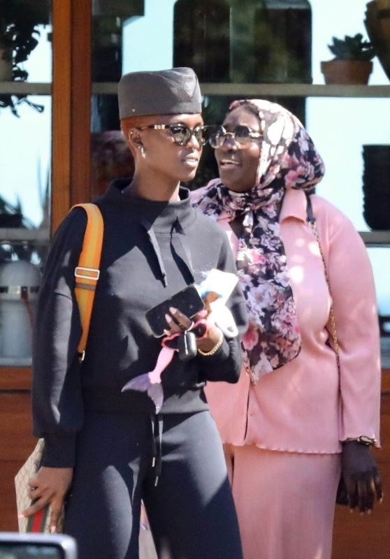 Jodie Turner-Smith in a Military Style Ensemble at Soho House in Malibu