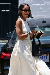 Laura Harrier - Arrives at a Hair Salon in Beverly Hills 06/22/2023