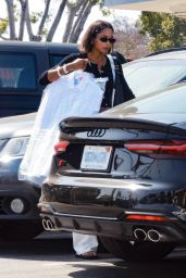 Laura Harrier - Picking Up Some Laundry at a Dry Cleaners in Los Feliz 06/03/2023