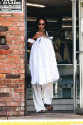 Laura Harrier - Picking Up Some Laundry at a Dry Cleaners in Los Feliz 06/03/2023