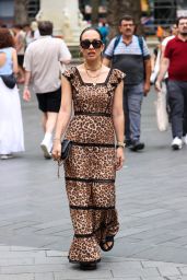 Myleene Klass in an Animal Print Dress Pictured at Smooth Radio in London 06/24/2023
