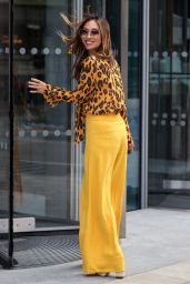 Myleene Klass in Tight Yellow Trousers and Leopard Print Blouse - London 06/26/2023