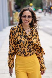 Myleene Klass in Tight Yellow Trousers and Leopard Print Blouse - London 06/26/2023