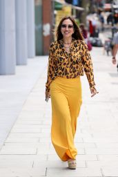 Myleene Klass in Tight Yellow Trousers and Leopard Print Blouse - London 06/26/2023