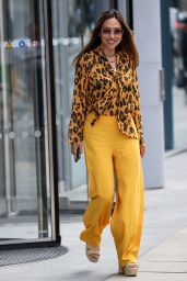 Myleene Klass in Tight Yellow Trousers and Leopard Print Blouse - London 06/26/2023