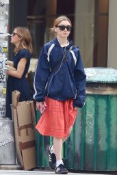 Natalia Dyer in an Orange Dress in Manhattan’s Soho Neighborhood 06/15/2023