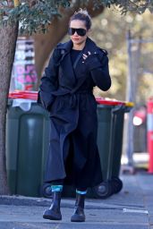Rita Ora Wearing a Black Trench Coat in Sydney 06/20/2023