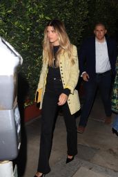 Sofia Richie in a Yellow Tweed Jacket, Dark Top and Black Jeans at Giorgio Baldi in Santa Monica 06/22/2023