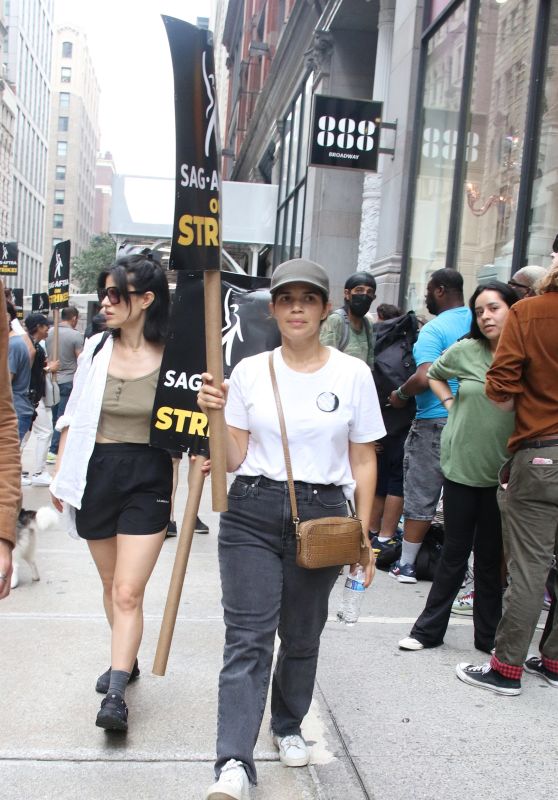 America Ferrera at the SAG-AFTRA Strike in Front of the Netflix Offices in NYC 07/20/2023