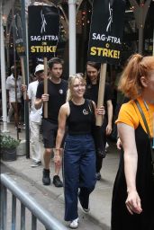 AnnaSophia Robb at the SAG-AFTRA Strike in Front of the Netflix Offices in NYC 07/20/2023