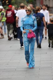 Ashley Roberts Looks Stylish Wearing a Tight Blue Top and Matching Trousers in London 07/28/2023