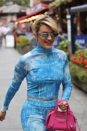 Ashley Roberts Wearing a Tight Blue Top and Matching Trousers in London 07/28/2023