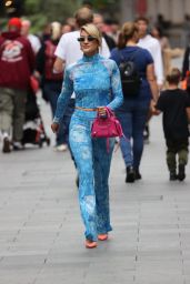 Ashley Roberts Wearing a Tight Blue Top and Matching Trousers in London 07/28/2023