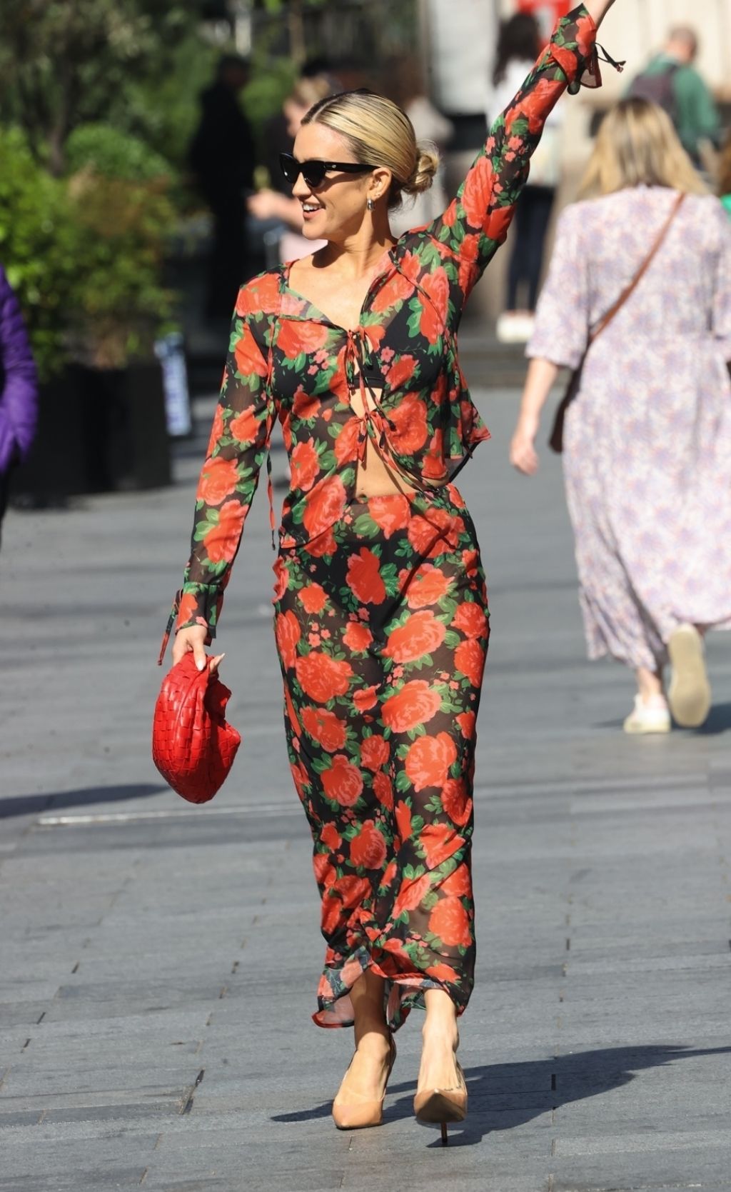 Ashley Roberts Wearing Sheer Floral co-ords in London 07/26/2023