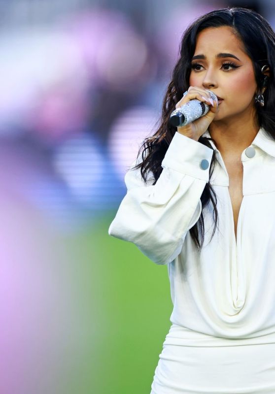 Becky G - Singing the National Anthem at a Leagues Cup Match in Fort Lauderdale 07/21/2023