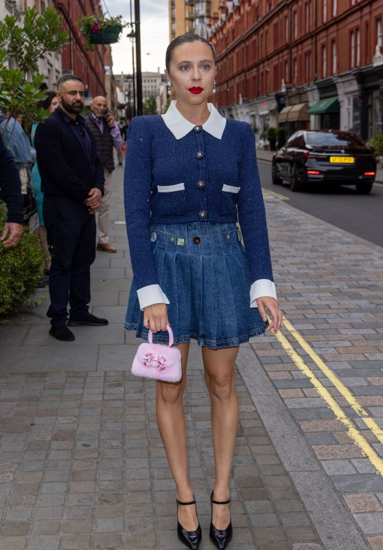 Bel Powley Arrives at British Vogue X Self-portrait Summer Party in London 07/13/2023