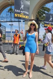 Blanca Blanco in a Blue Leotard - SAG AFTRA Strike in Hollywood 07/17/2023
