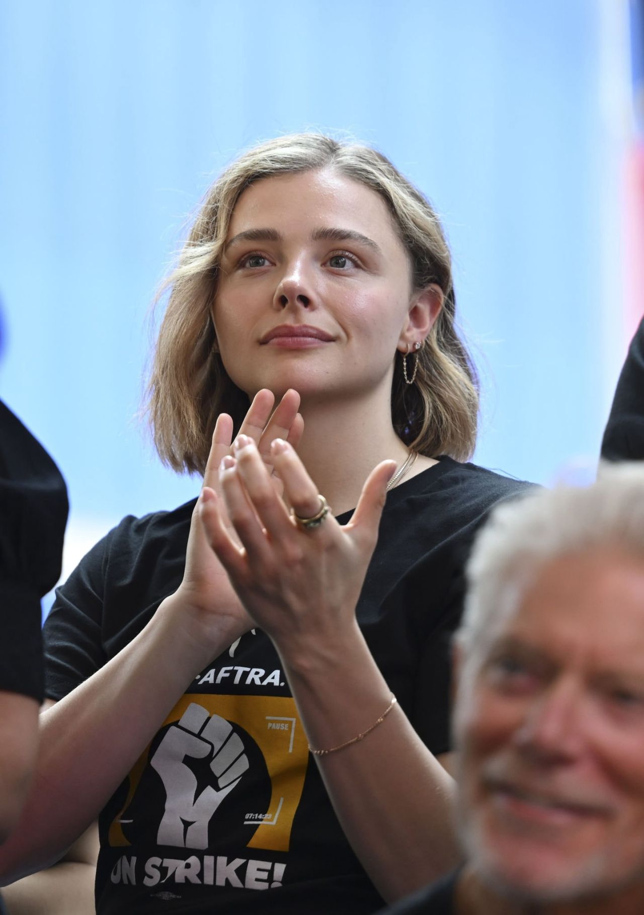 July 24, 2023, New York City, New York, USA: Actor CHLOE GRACE MORETZ seen  at SAG-AFTRA's ˜Rock the City for a Fair Contract' Rally held in Times  Square (Credit Image: © Nancy