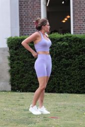 Danielle Lloyd in a Lilac 2-Piece Exercise Set in Birmingham 07/23/2023