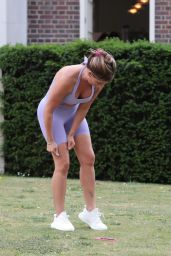 Danielle Lloyd in a Lilac 2-Piece Exercise Set in Birmingham 07/23/2023