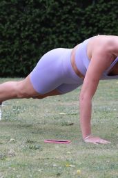 Danielle Lloyd in a Lilac 2-Piece Exercise Set in Birmingham 07/23/2023