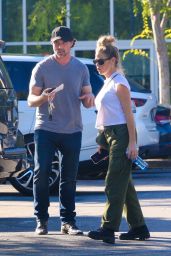 Denise Richards Wearing Matching Green Cargo Pants and a Saint Laurent Bag - Shopping in Los Angeles 07/03/2023