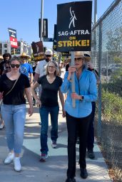 Jane Fonda, Lily Tomlin and Sarah Silverman at SAG-AFTRA/WGA Strike in Los Angeles 07/20/2023