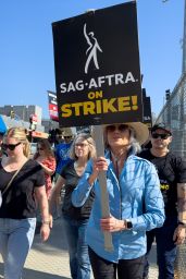 Jane Fonda, Lily Tomlin and Sarah Silverman at SAG-AFTRA/WGA Strike in Los Angeles 07/20/2023