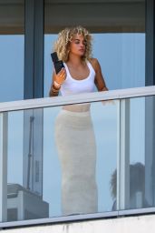 Jasmine Sanders On Her Balcony in Miami 07/09/2023