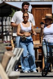 Jennifer Lopez in Baggy Denim and a White Crop Top in LA 07/26/2023