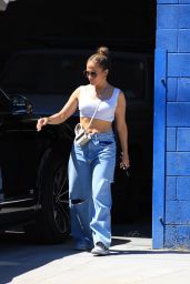 Jennifer Lopez in Baggy Denim and a White Crop Top in LA 07/26/2023
